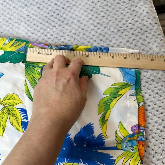 Rima Shirt Men XL Parrot Tropical White Blue Button Front Hawaiian Palm Tree - Picture 8 of 9